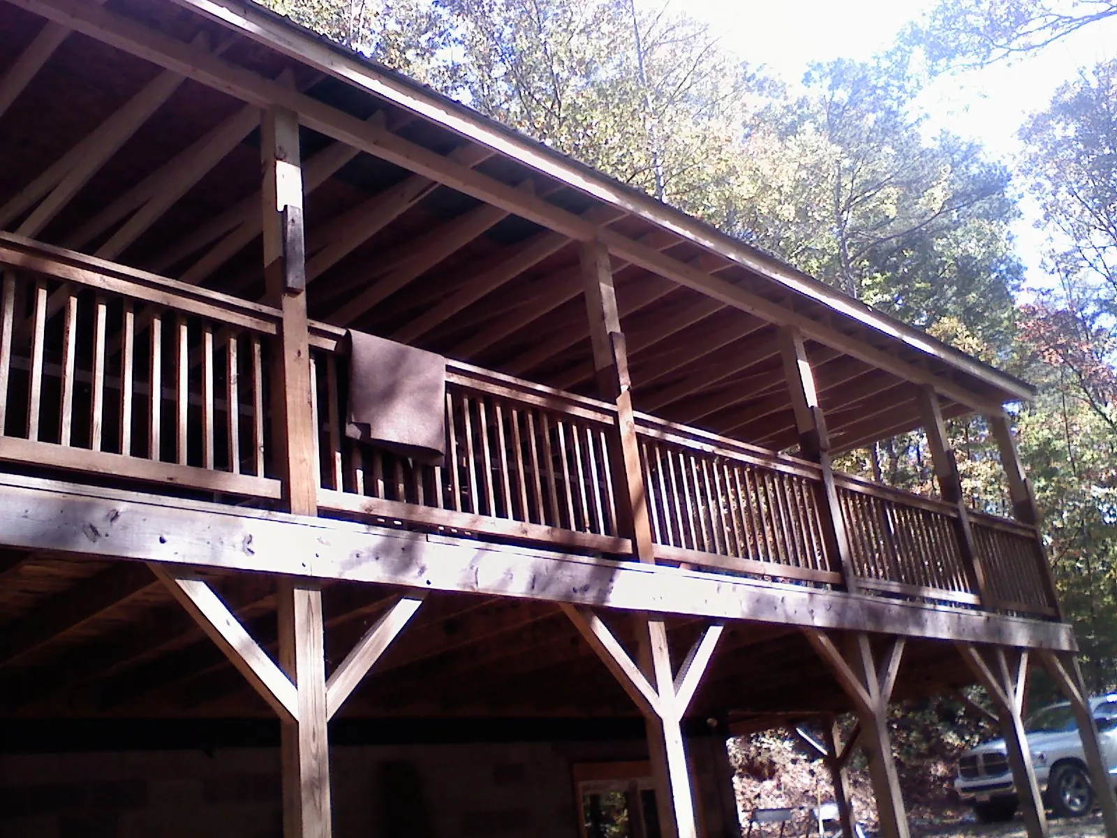 Timber framing under a new elevated porch and deck — Roof Leak Repair in Owings Mills by Roofing Brothers